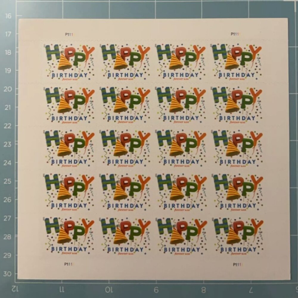 2020 USPS SHEET OF 1000 FIRST CLASS FOREVER STAMPS HAPPY BIRTHDAY